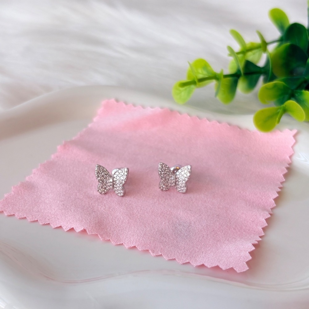 925 Sterling Silver Moissanite Butterfly Screw Back Stud Earrings